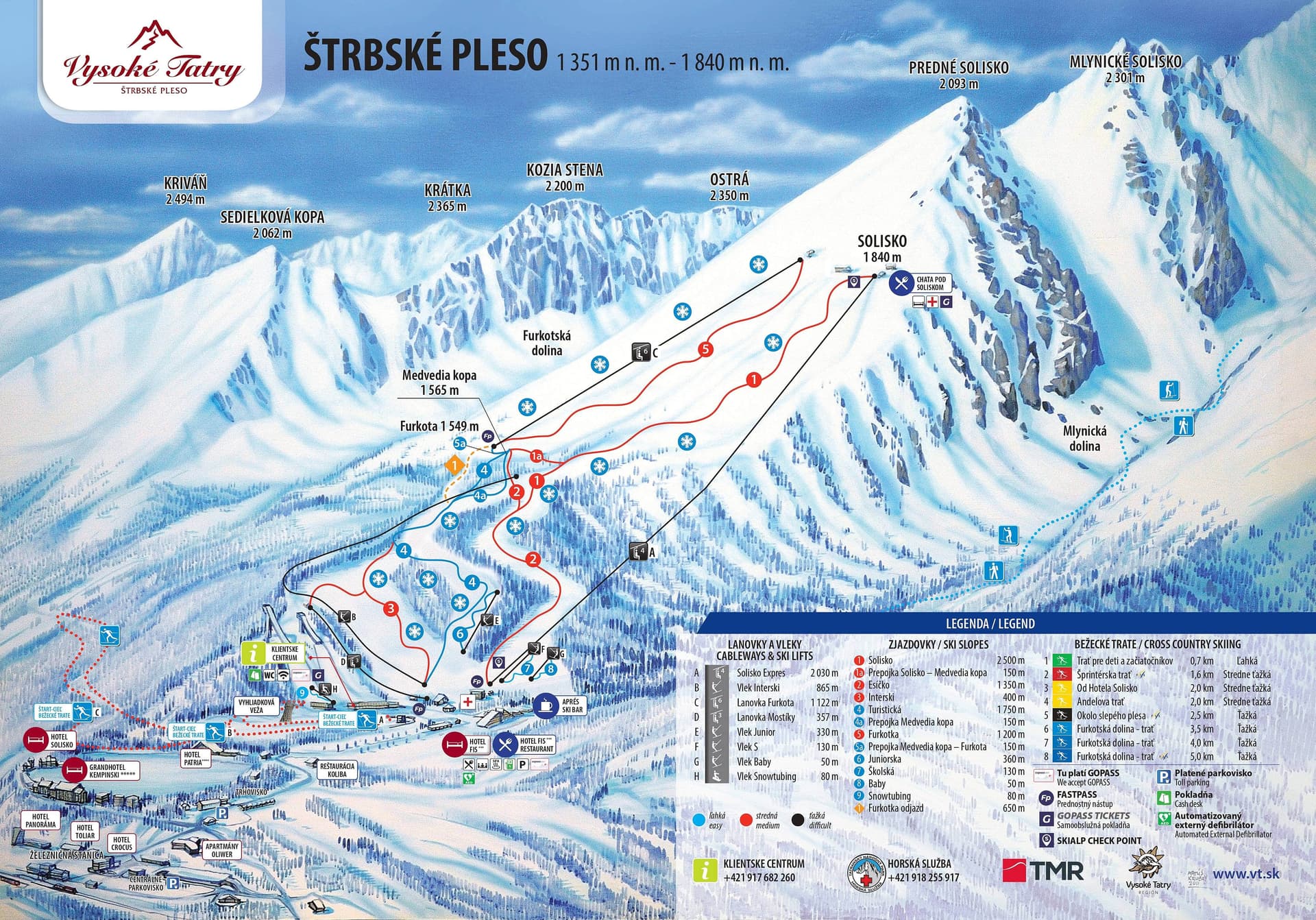 Štrbské Pleso ski map